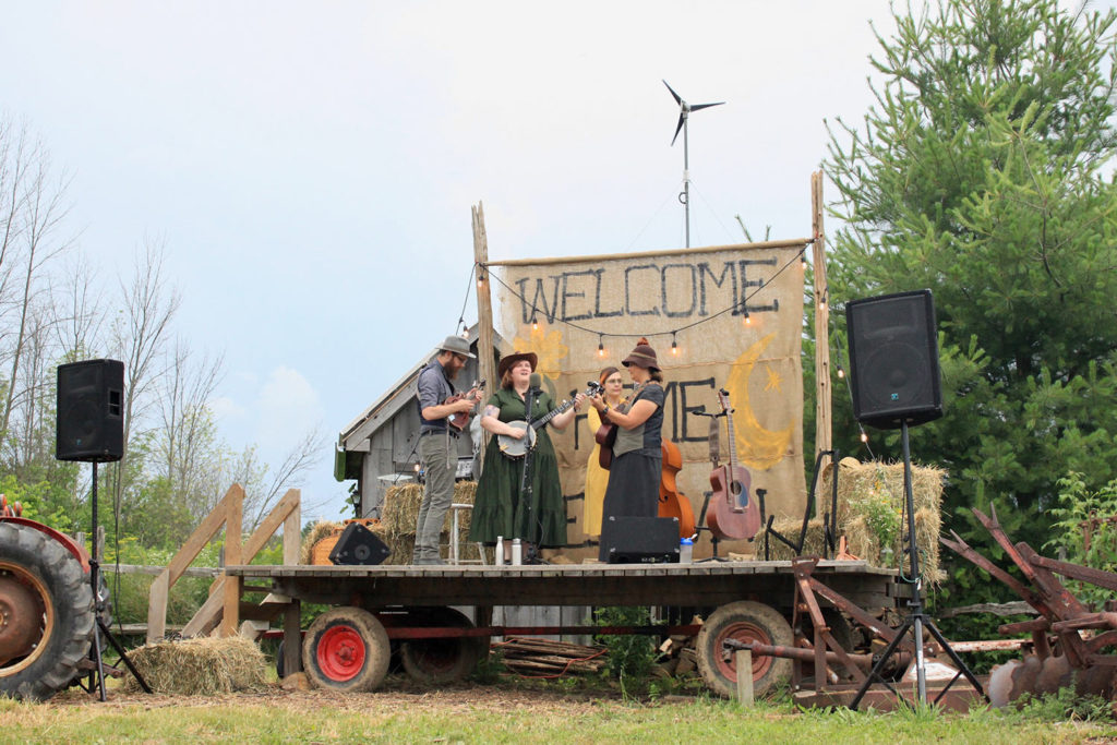 Band on Hay Wagon